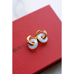 GLAZED DOUBLE HOOP EARRINGS (WATERPROOF & 18K GOLD PLATED)