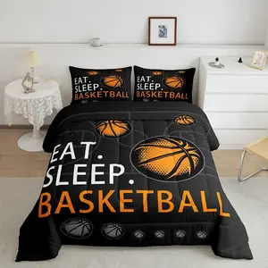Feelyou Basketball Comforter Set - Animation Style Comfy Microfiber Bed Set, Ultra-Soft Breathable Comforter for Men, Sports Theme Bedroom Home Decor