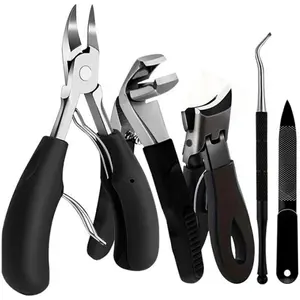 Stainless Steel Nail Clipper Set 5 Piece Professional Grade for Thick Hard Ingrown Nails Eagle Beak Design Men Women Personal Care Kit Home Travel Rust Free