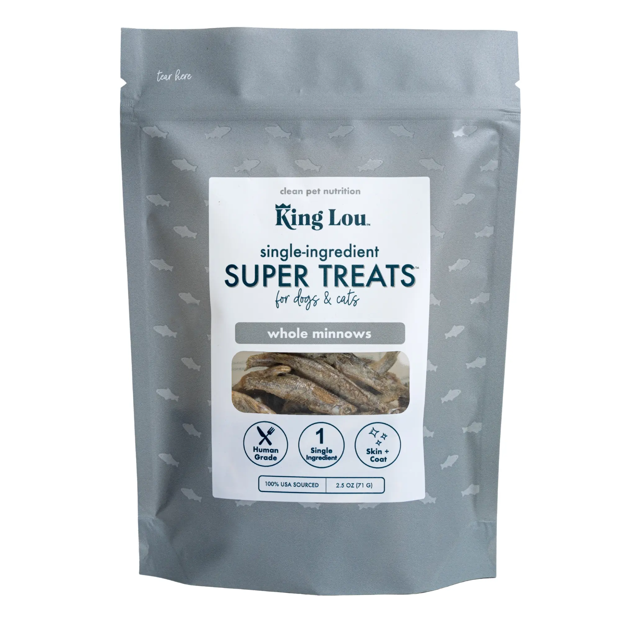 King Lou Whole Minnows - Freeze-Dried Raw Snack for Dogs and Cats single ingredient, 100% USA, Human Grade, Treats Pet Products Natural Food Pets Supplies