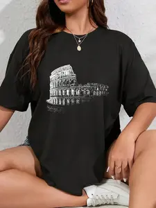100% Cotton Unisex Rome Colosseum Italy Italia Roman Amphitheatre Ancient Rome T-Shirt Graphic Printed Vintage Casual Tshirt