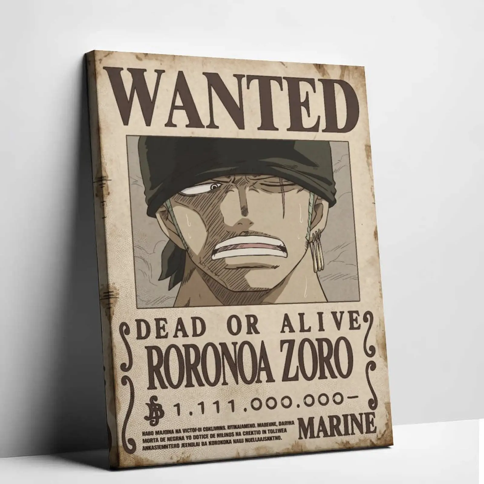 Roronoa Zoro Wanted Poster Wall Poster, Premium Poster. Graphic Print