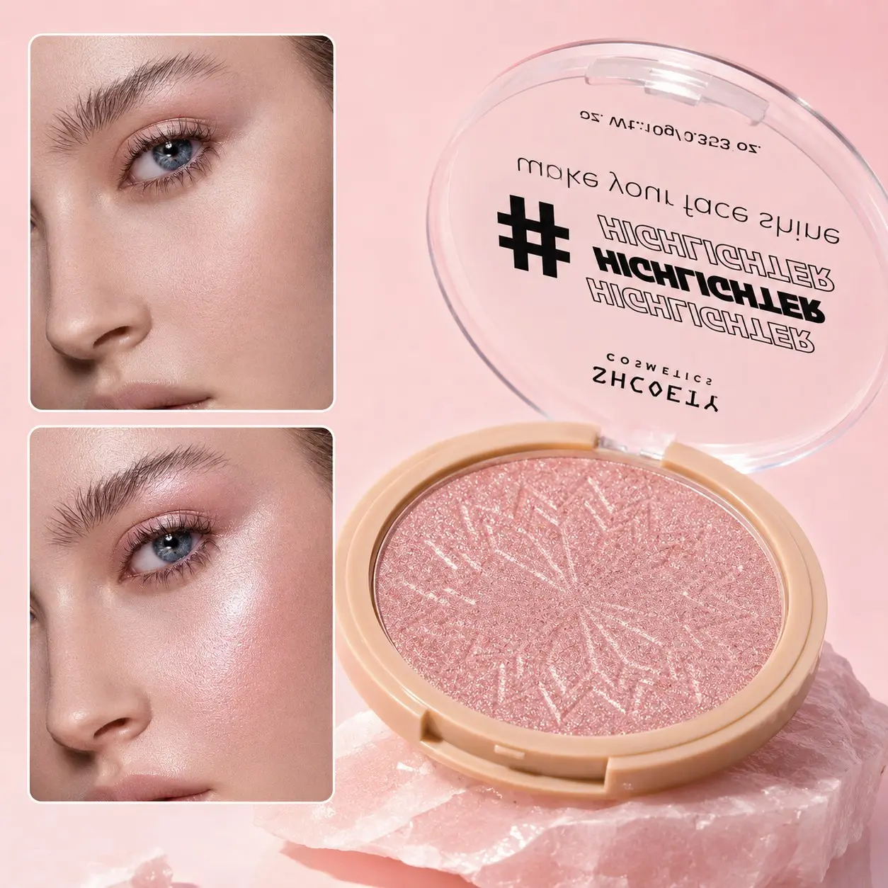 Bling Pearl Highlighter Powder, Dual Use for Face and Body, Metallic Multi Dimensional Shimmer Finish, Perfect for Makeup Enthusiasts, Enhance Your Glow, Glowy Makeup, Cosmetics Highlighter