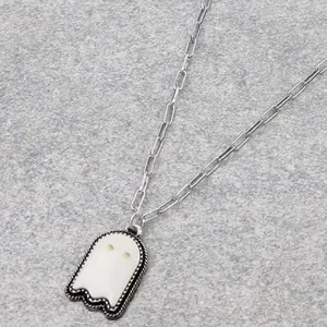 Halloween Ghost Necklace with Paper Clip Chain - Unique Design Halloween Accessory
