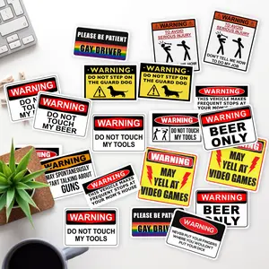 Stickers Pack 20 Pcs Funny Colorful Warning Luggage Car Bumper Skateboard Aesthetic Bottle Vinyl Bike Water Laptop Guitar Waterproof
