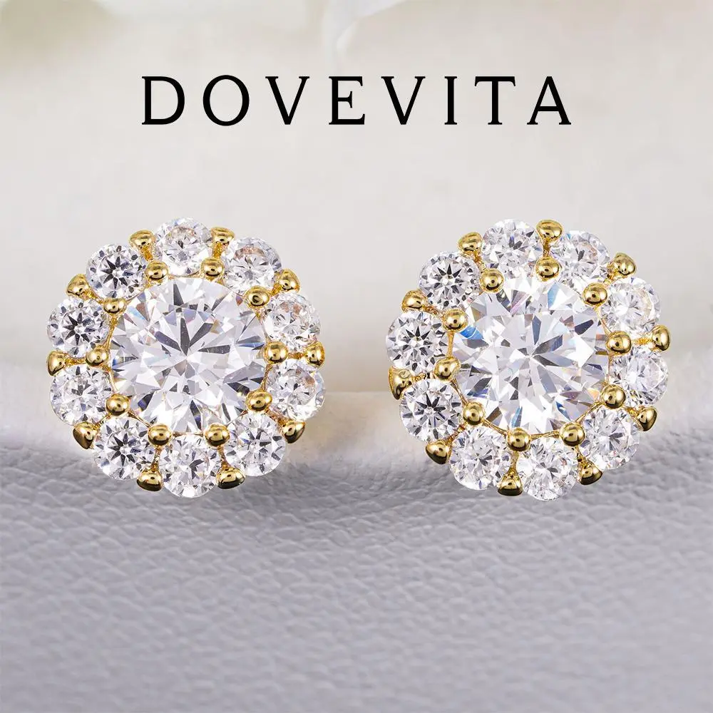 Hot selling new S925 pure with D-color round earrings, classic European and American earrings for men and women DOVEVITA