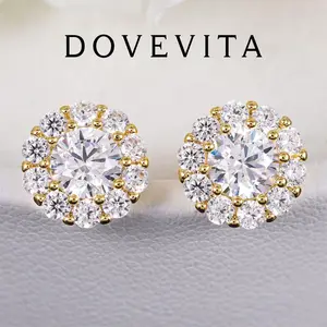 Hot selling new S925 pure with D-color round earrings, classic European and American earrings for men and women DOVEVITA