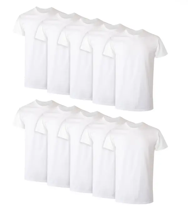 Hanes Men's Super Value Pack White Crew T-Shirt Undershirts, 10 Pack
