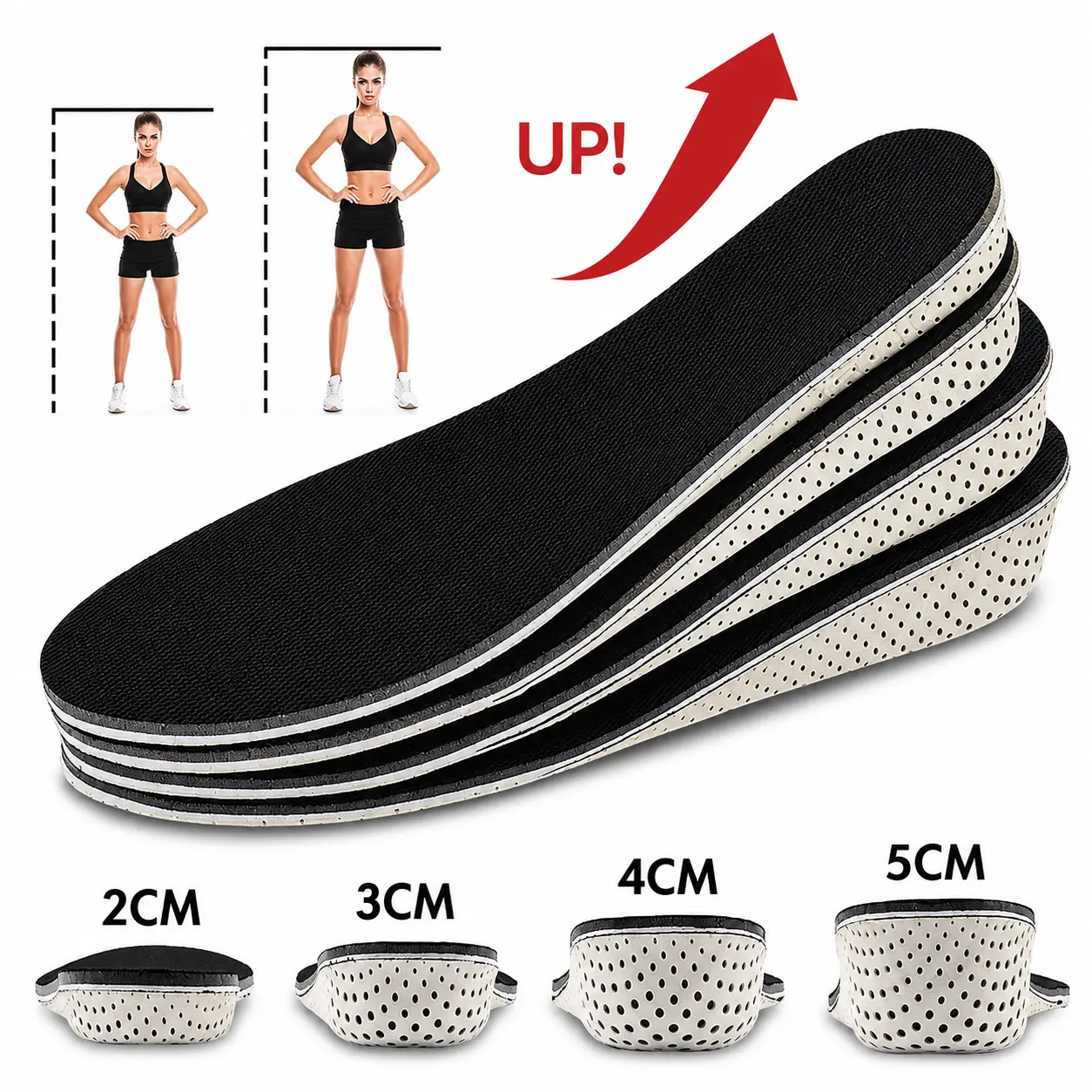 2/3/4/5CM Taller Invisible Height Increase Insoles Men Women Shoes Insole EVA Memory Foam Heel Lifting Cushion Heighten Shoe Pad