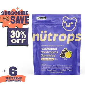 Nütrops Mushroom Gummies (Lemon Clouds Flavor): Functional nootropic supplement with 1,000mg 10:1 organic mushroom extract from 6 mushrooms: Lion's Mane, Cordyceps, Reishi, Chaga, Maitake, Coriolus, Caffeine Free, Gluten Free, Vegan, Third Party Tested