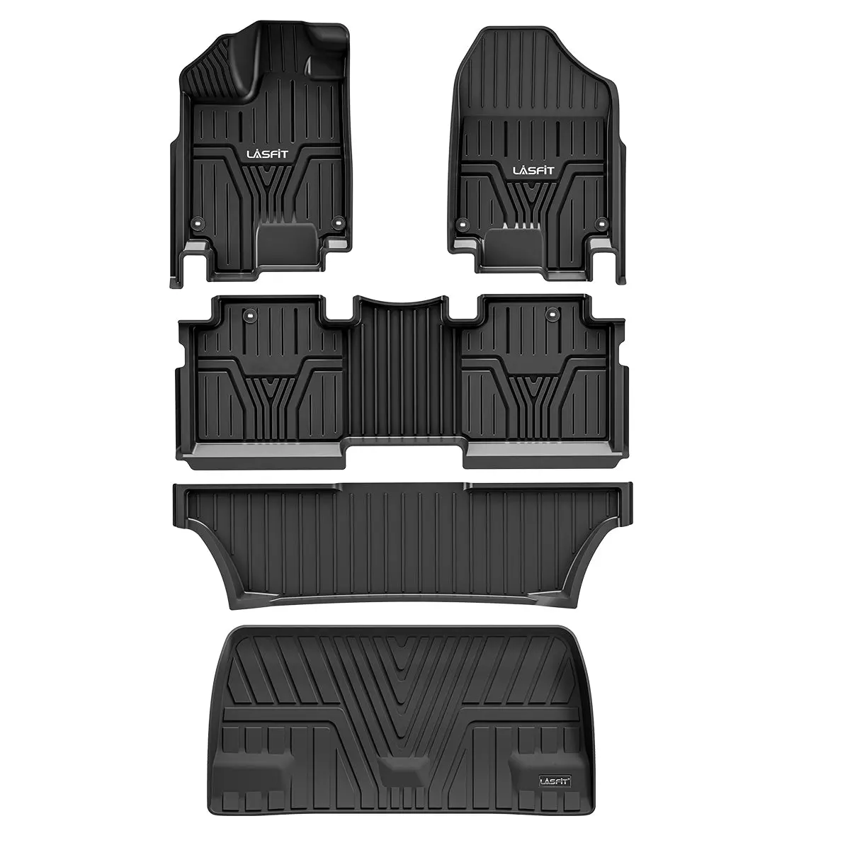 Lasfit Custom Synthetic TPE Car Mat & Rear Trunk Mat Set - Waterproof, Anti-Slip, Durable, Easy to Clean, Chemical-Free, Innovative Channel Design, 3D Scanning Tech, Covers Every Inch - Car Interior Accessory for 2018-2026 Honda Odyssey