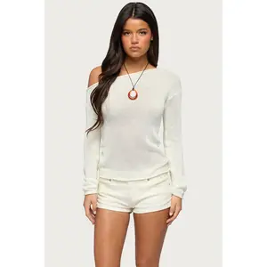 Violete Off Shoulder Sheer Sweater