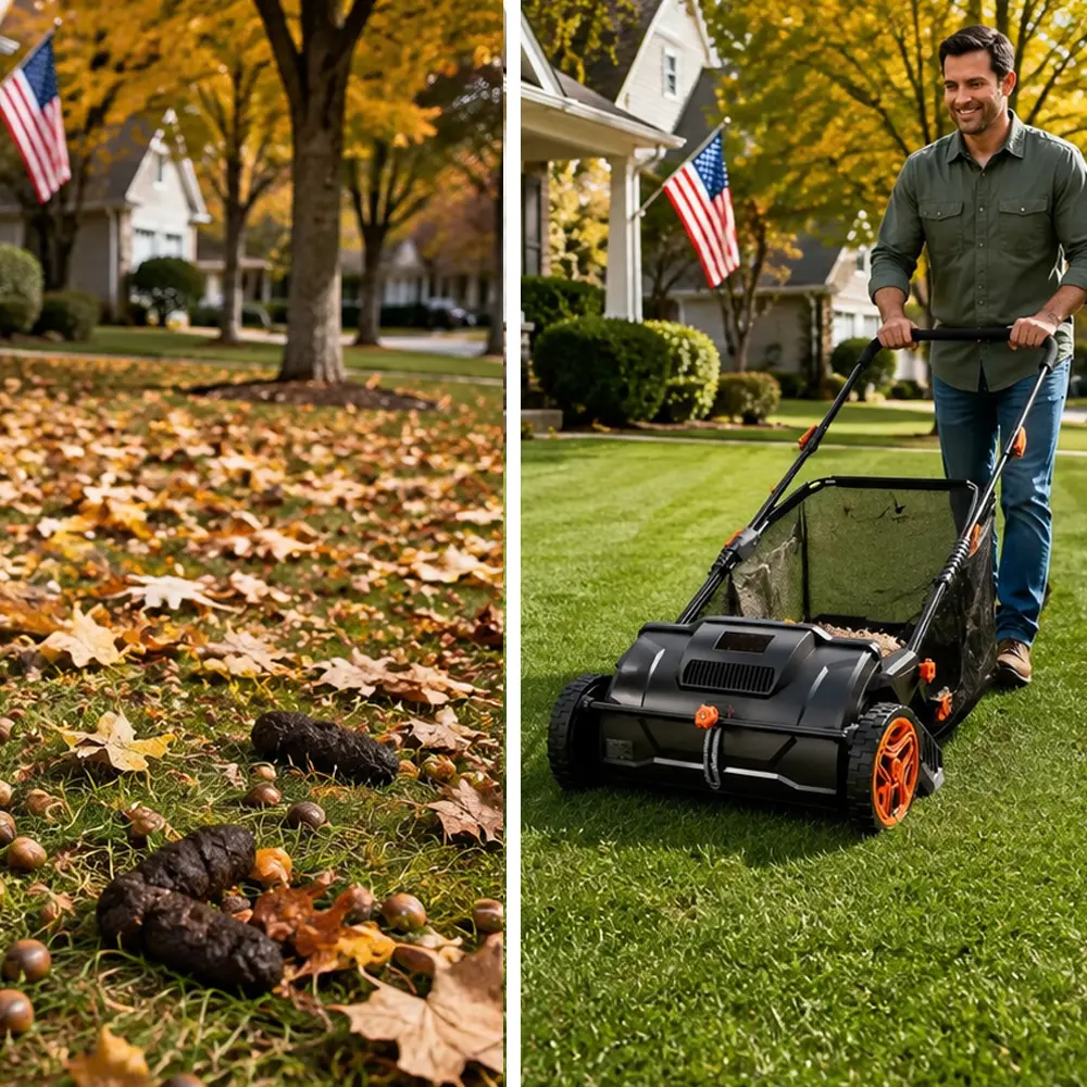 Push Lawn Sweeper Walk-Behind Grass Trimmer, [Insert Missing Inch Value]-Inch Leaf & Grass Collector, Strong Rubber Wheels, Heavy-Duty Thick Steel Construction, 3.5 Cu. Ft. Mesh Collection Hopper Bag, 2 Spinning Brushes, Walk-Behind Grass Trimmers