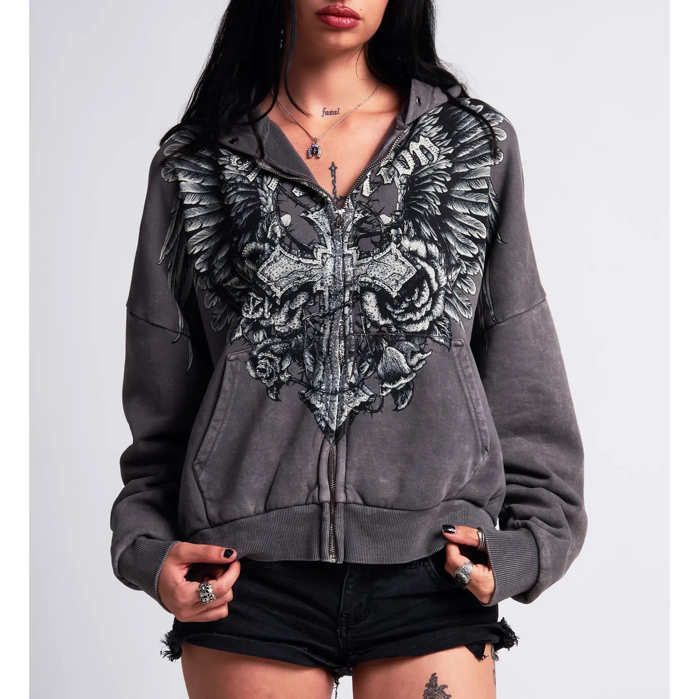 Affliction Crossed Over Zip Hood