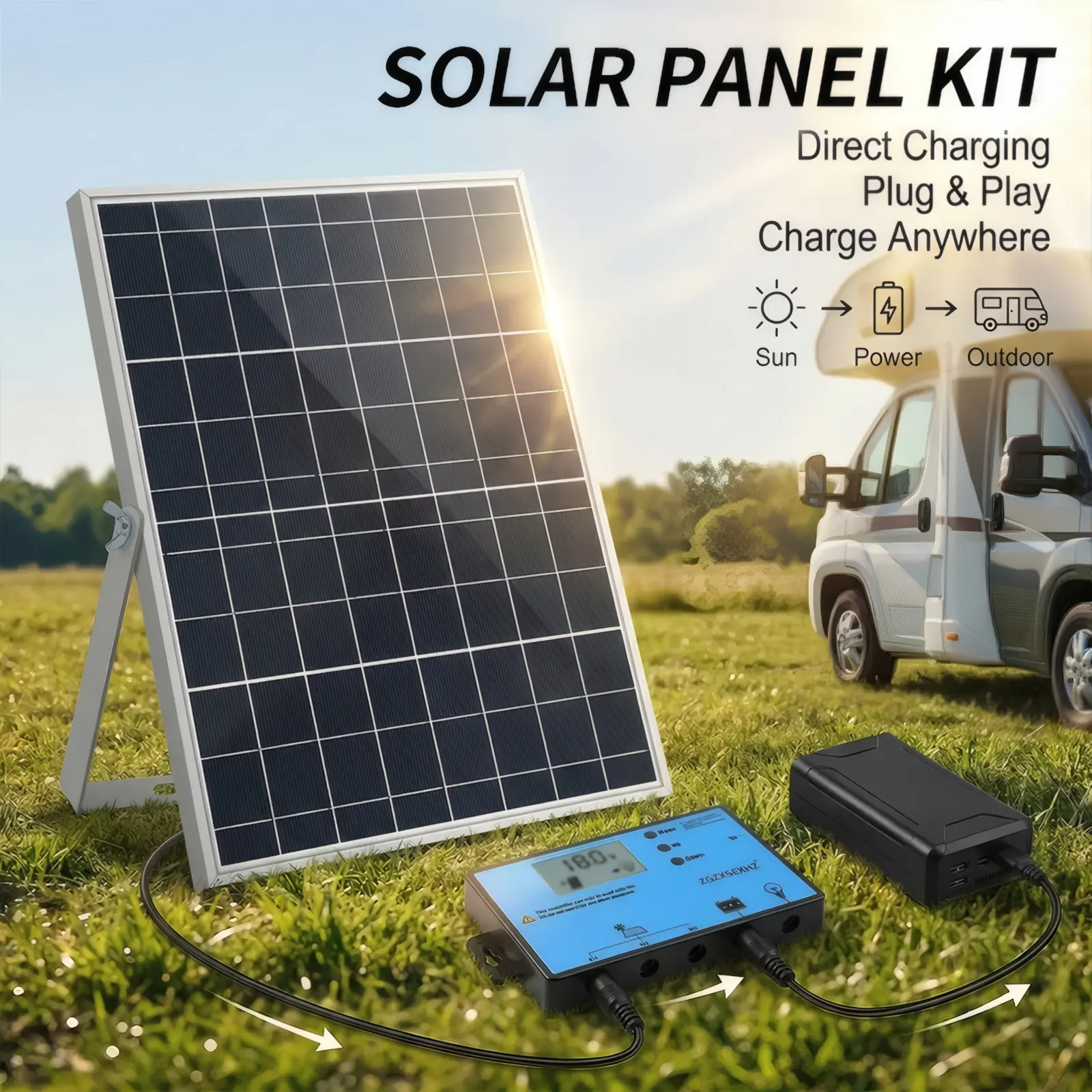 15W Outdoor Solar Panel Portable Charger USB Solar Power Camping Outdoor Suitable for outdoor, camping, for outdoor, cell phone, outdoor, camping, travel, roof, RV, car, etc. emergency power supply Portable Solar Panels Solar Panel System