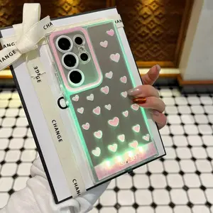 Sound-Control Glowing Heart Phone Case, Hollow Cartoon Protective Cover, Unique Call Light Girl Phone Shell, Couple Style for Samsung Galaxy S26 S24 S25  S24 ULTRA A35 A36 A55 A56 S25 Ultra