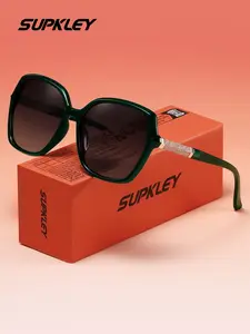 SUPKLEY Fashionable And Exquisite Polarized Sunglasses TAC Lenses Large Frame Butterfly Shaped Frame Camping, Street Photography Fashionable Decoration Anti UV Anti Glare Function Unisex Sunglasses