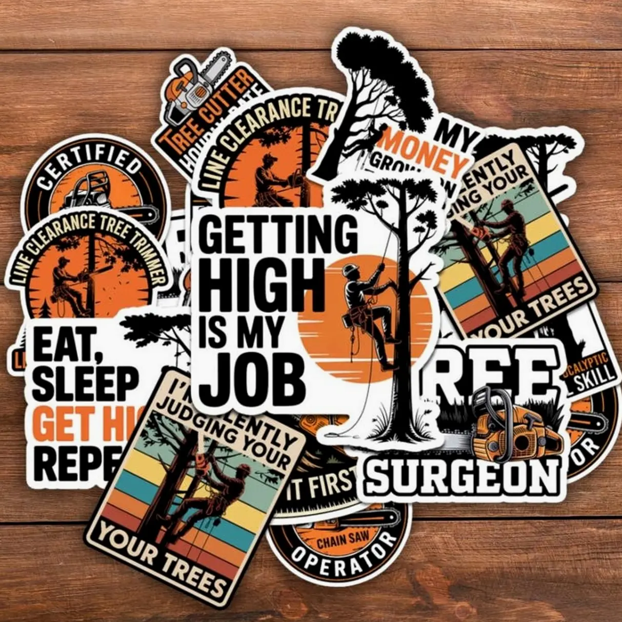 Arborist Hard Hat Stickers: Funny Adult Joke, Waterproof Vinyl Decals - 10PCS