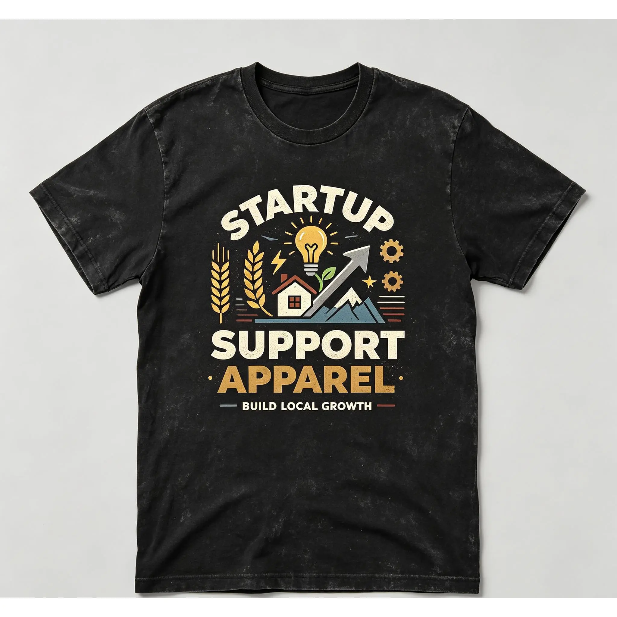 Startup Graphic Tshirt for Men, Vintage Washed Heavyweight 230g Cotton, Relaxed Fit Breathable Shortsleeve Streetwear for Entrepreneurs, Vibe, Ribbed, Apparel, Office, Novelty, Menswear, Tee, Aesthetic, Natural, Round Neck, Distressed, Fabric, Jersey
