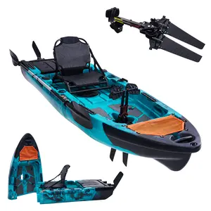 9.42FT Fishing Kayak Pedal Drive Single Person PE Kayak with Safety Lock Stable Angler Kayak for Lake Outdoor Fishing