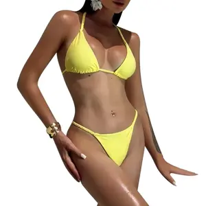 Women's Split Swimsuit, Two Piece Set - Solid Color Design | High Waist Bikini Set | Suitable for Summer Beach Vacation, Hot Springs, and Water Parks | Swimsuit