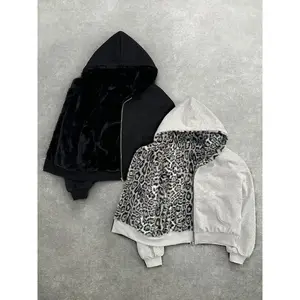 Oversized Gothic Harajuku Women Men autumn winter hoodie Coat Casual retro leopard print zipper hoodie loose personalized top