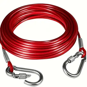 Wire Rope Cable with Lobster Claw Clasps - Steel Wire Rope, Durable & Rust-Resistant, Ideal for Deck Railing Systems, Outdoor Hanging Kit, Garden Fence, and Dog Leash, Outdoor Railing Accessory|Versatile Cable|Rustresistant Finish, Marine Cabl