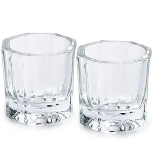 2 Pack Thickened Glass Dappen Dish - High Borosilicate Acrylic Powder Liquid Bowl, Heavy Duty & Chemical Resistant Monomer Jar for Salon & Home DIY Nails