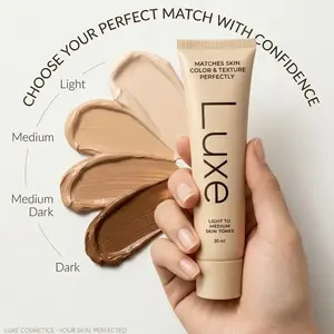 Women's Color Changing Makeup Foundation - Instantly Adapts to Skin Tone - Buildable Light-to-Medium, Medium Dark-to-Dark Coverage - 12-Hour Wear - Natural Dewy Finish