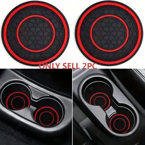 Car Cup Coaster, 2PCS Universal Auto Non-Slip Cup Holder Embedded in Ornaments Silicone Coaster, Car Interior Accessories sets
