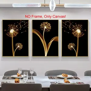 Dandelion Pattern Canvas Painting without Frame, Modern Abstract Art, Modern Abstract Design, Dandelion Floral Print, Modern Floral Paintings, 3 Counts/set Creative Pattern Wall Art Poster, Wall Art Decor for Home Living Room Bedroom Office