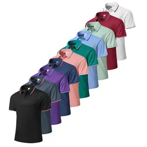 10 Pack New Summer Plain Polo Shirts Men Thin Comfortable Breathable Turn Down Collar Short Sleeve T-Shirt Outdoor Golf Tennis Clothes Top Gamis Tropical Menswear Beige