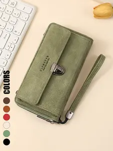 Unisex Business Handbag, Phone-Sized Fashion Organizer, Large Capacity Wallet Clutch with Zipper & Strap, Elite Style, Birthday Gift, Holiday Present, Family Party Accessory