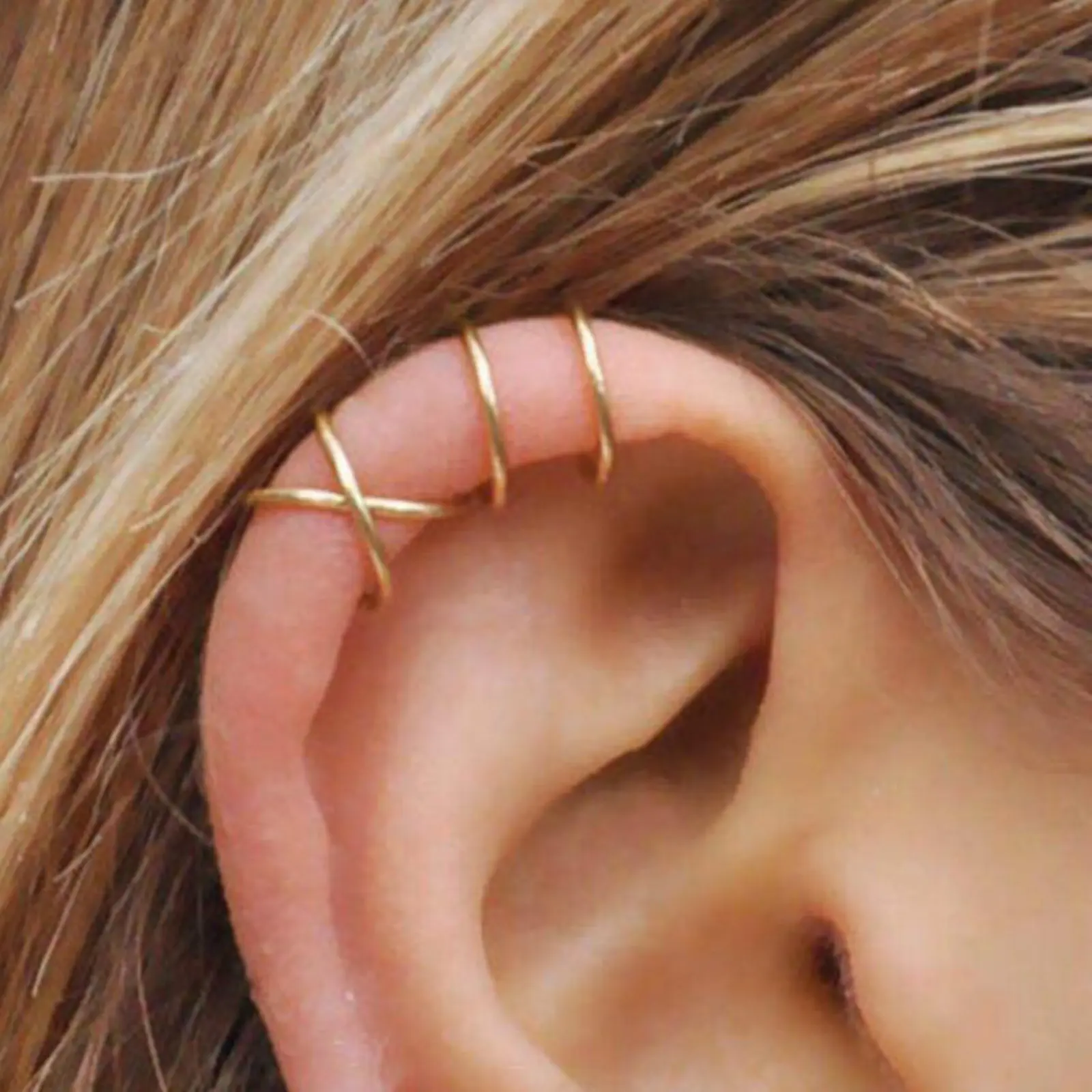 Ear Cuffs Set, 5-Piece Double-Layer Leaf Themed Non-Pierced Ear Clips, Unisex Trendy Jewelry Accessory