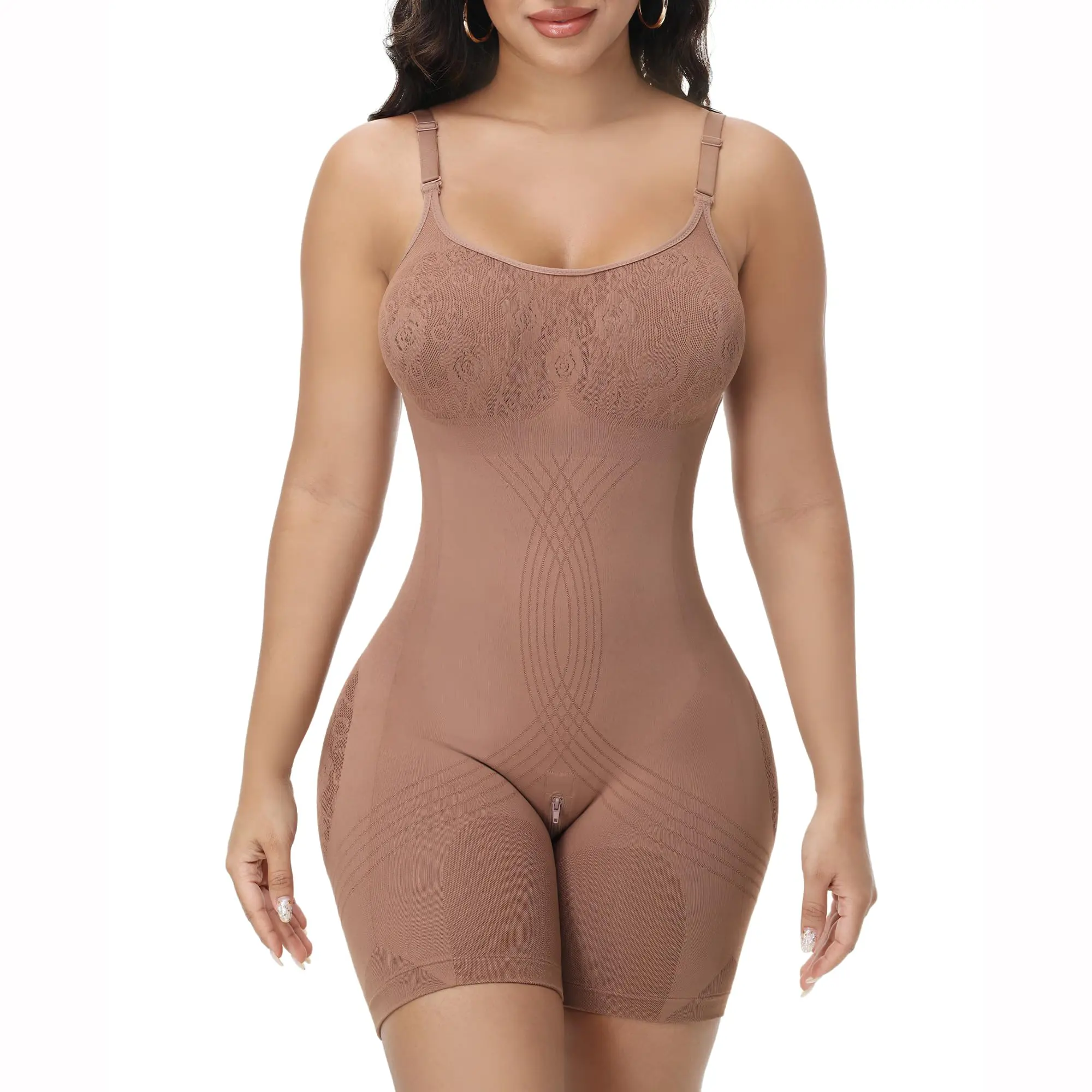 SHAPSHE Women's Elegant Seamless Compression Bodysuits Shapewear, Nylon Full-Body Shaper with & Butt Lifting, Faja Body Shaper Bodysuit for Women's Fashion, Summer Vibes,summerwins