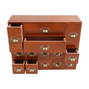 Vintage 14 Drawer Storage Cabinet For Medicine Kitchen Desktop Small Items