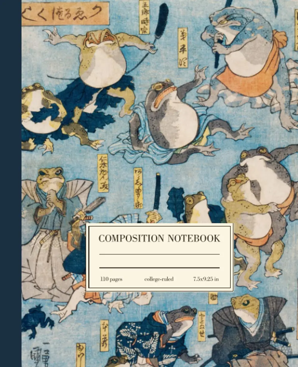 Composition Notebook College Ruled: Japanese Samurai Frogs Vintage Illustration | Cute Goblincore Aesthetic Journal For School, College, Office, Work | Wide Lined