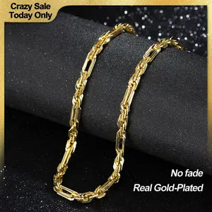 Holylegend 14K Real Gold-Plated Milano Rope Chain Necklace for Men, Affordable Trendy Gold Plated Necklace with Multi-Angle Reflective Shine, Gift for Fashion Lovers