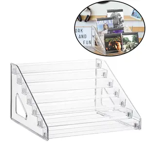 7-Layer Acrylic Display Stand for Cards, Ideal for Greeting Cards, Sports Cards, Postcards, and Brochures, Durable and Elegant Design, Clear Desk Organizer, Desk Accessories