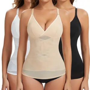 Women Tummy Control Shapewear Cami Tanks V-Neck Camisole Tops with Built in Bra  Womenswear Spaghetti Strap Underwear Basic Comfort Vest