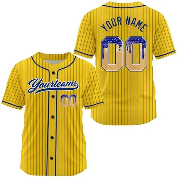 Custom Yellow Pinstripe Baseball Jersey, Personalized Text & Name Shirt, Holiday Shirts, Game Day Outfit for Fan, Baseball Lovers