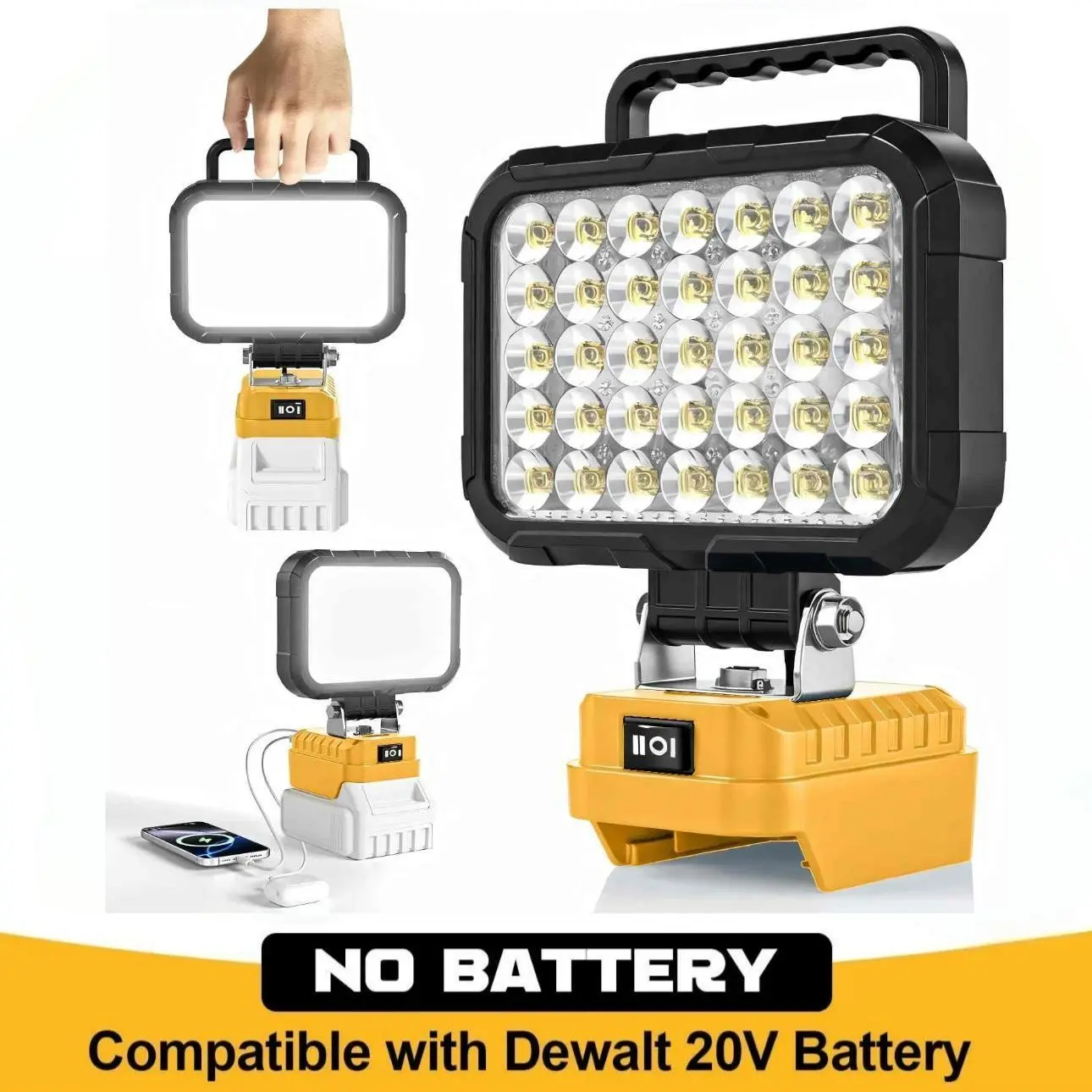35 LED Work Light Compatible with Dewalt 20v Max Battery, 78w Cordless Job Site Floodlight with Dual USB-A Charging Ports, Powerful Light, Strong Light, Portable Working Lights