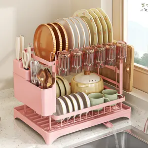 Dish drying rack, 2nd floor kitchen counter, dish rack with drainage board and utensil rack, rust proof dish drain, kitchen storage rack Organiser  Cutlery Holder