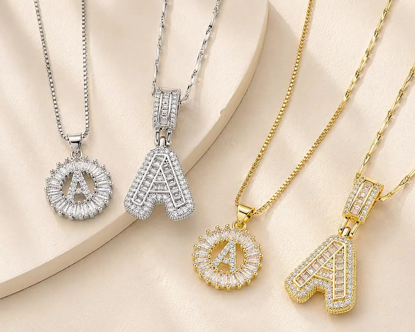 Women's 2-Layer Initial Necklace - Gold & Silver Finishes, Personalizable Letters, Optional Elegant Gift Box, Tarnish Proof Jewelry for Layering or Solo Wear
