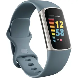 Fitbit Charge 5 Advanced Digital Fitness Health Monitor - Water-Resistant Bluetooth Wearable Android Device with Automatic Navigation, Built-in GPS, Steel Blue for Sports, Cycling