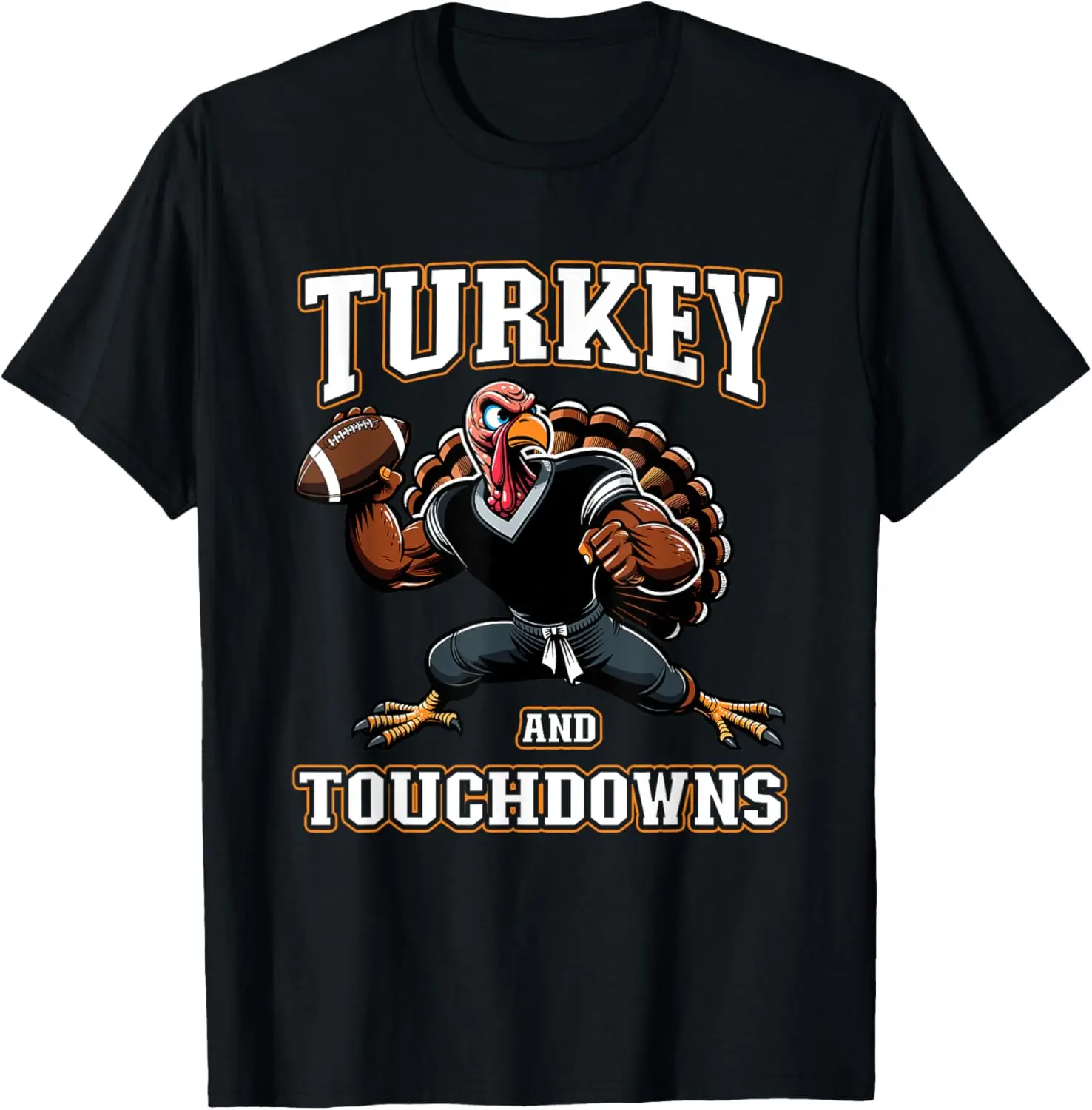 Thanksgiving Design for Men Turkey and Touchdowns Youth Men T-Shirt Pure Cotton Graphic Tees Menswear Top: Gifts for Men & Women