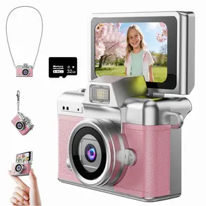 Portable Keychain Digital Camera, 1080P Video Recorder with 1.47" LCD Screen, 32GB TF Card, mall Pocket Camera for Kids & Adults, Travel Souvenir Gift, Pink