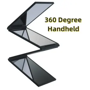 Brrnoo 4 Way Mirror, 360 Degree Handheld Desktop 4 Panel Lightweight Mirror, Hair Cutting Styling, Sided Self Haircut for Home and Salon
