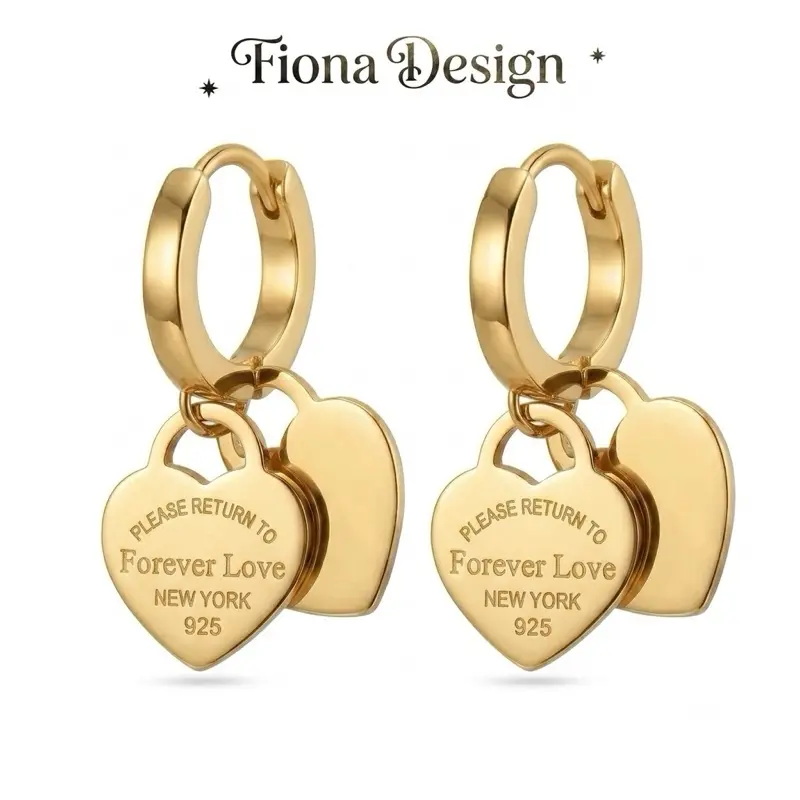 Women's Dainty Double Heart Motif Drop Dangling Earrings - Earrings for Women, Gold & Silver Options, Elegant Costume Jewelry, Everyday Wear & Date Night Accessories, Gift for Her Shaped