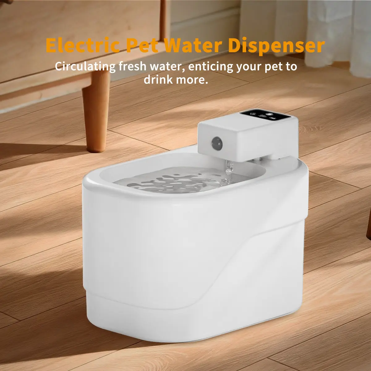 Food Grade Modern Smart Pet Water Dispenser - 2L Large Capacity, Rechargeable, Dual Modes, Auto Fill, Ultra-Low Vibration, Fresh Water for Indoor Cats